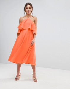 Платье миди с оборкой ASOS - Красный