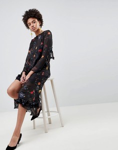 Платье миди с цветочным принтом ASOS DESIGN - Мульти