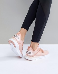Розовые атласные кроссовки Puma Running Ignite Flash Evoknit - Розовый