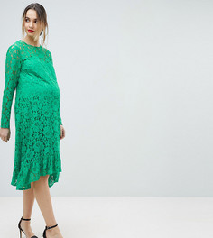 Свободное кружевное платье миди ASOS Maternity - Зеленый