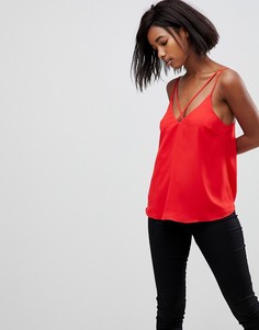 Топ с глубоким вырезом и бретельками ASOS - Красный