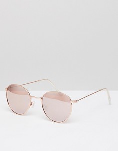 Круглые солнцезащитные очки в металлической оправе New Look - Серебряный