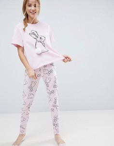 Пижамный комплект с футболкой и леггинсами ASOS - Розовый