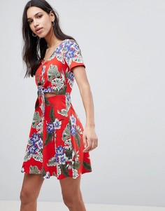 Сарафан на пуговицах с завязкой и гавайским принтом ASOS - Мульти