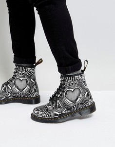 Ботинки с 8 парами люверсов и принтом игральных карт Dr Martens 1460 - Черный