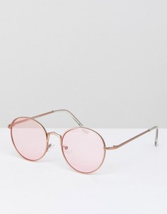 Круглые солнцезащитные очки с розовыми стеклами AJ Morgan - Серебряный