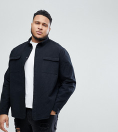 Черная рубашка навыпуск с двумя карманами ASOS PLUS - Черный