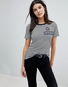 Футболка в полоску с овальным вырезом Emporio Armani - Мульти