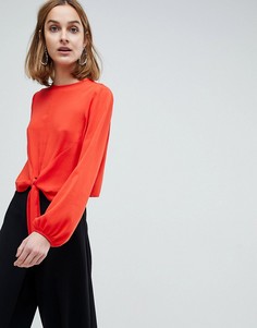 Тканый топ с узелком ASOS - Красный