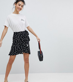 Мини-юбка в горошек с запахом ASOS PETITE - Черный