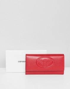 Кожаный кошелек с тисненым логотипом Emporio Armani - Красный