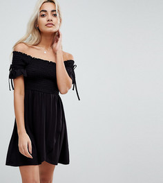 Летнее платье с открытыми плечами ASOS PETITE - Черный