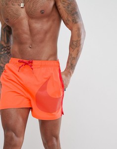 Оранжевые суперкороткие шорты для плавания с логотипом-галочкой Nike Volley NESS8457-618 - Оранжевый