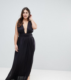 Пляжное платье макси с глубоким вырезом ASOS CURVE - Черный