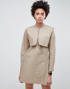 Платье-рубашка мини ASOS WHITE - Светло-бежевый