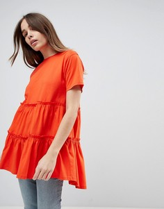 Ярусная свободная футболка ASOS - Оранжевый