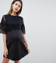 Платье мини с кружевным кроп-топом и фигурными краями ASOS DESIGN Maternity - Черный