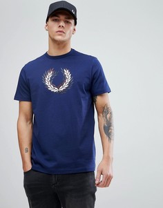 Темно-синяя футболка с логотипом в виде лаврового венка Fred Perry Storted - Темно-синий
