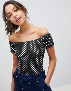 Боди с открытыми плечами в горошек ASOS - Мульти