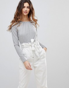 Боди с длинными рукавами и вырезами ASOS - Серый