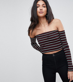 Топ в полоску с открытыми плечами и необработанными краями ASOS TALL - Мульти