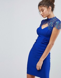 Облегающее платье с аппликацией Lipsy - Синий