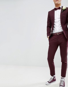 Бордовые облегающие брюки River Island Wedding - Красный