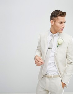 Зауженный льняной пиджак River Island Wedding - Кремовый