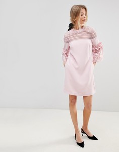 Платье А-силуэта с кружевными вставками Ted Baker Lucila - Розовый