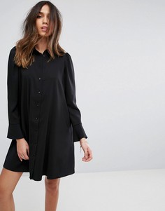 Платье-рубашка мини с длинными рукавами ASOS - Черный