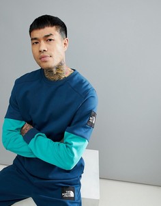 Синий свитшот с зелеными вставками The North Face Fine 2 - Синий