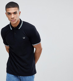 Черная облегающая футболка-поло с логотипом и окантовкой Fred Perry - Черный