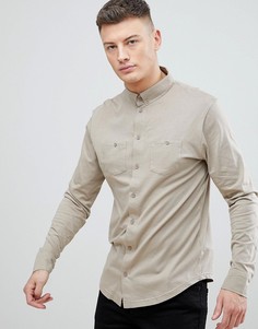 Светло-серая трикотажная рубашка с двумя карманами boohooMAN - Светло-бежевый