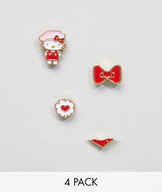 4 непарных серьги Hello Kitty x ASOS - Золотой