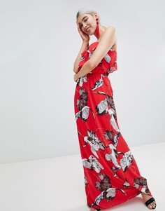 Платье макси с принтом птиц PrettyLittleThing - Красный