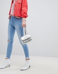 Синие рваные джинсы скинни с необработанными краями New Look Jenna - Синий