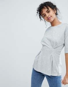 Футболка с защипами спереди Monki - Серый