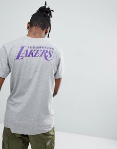 Серая футболка с принтом на спине New Era NBA Los Angeles Lakers - Серый