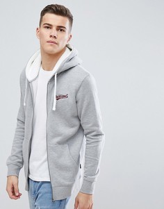 Худи на молнии с искусственным мехом на капюшоне Jack &amp; Jones Originals - Серый