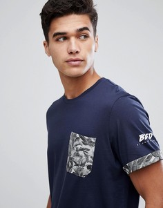 Футболка с асимметричным краем и принтом на кармане Jack &amp; Jones Originals - Темно-синий