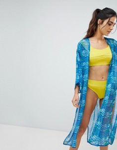 Пляжное кимоно с принтом русалки PrettyLittleThing - Синий