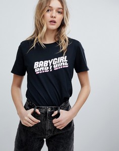 Футболка бойфренда с принтом Babygirl Adolescent Clothing - Черный