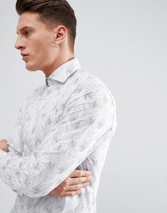 Зауженная рубашка с принтом Selected Homme - Белый