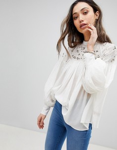 Блузка с пышными до локтя рукавами Free People Have It My Way - Белый