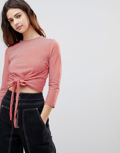 Топ в полоску с завязкой и рукавами 3/4 ASOS - Мульти