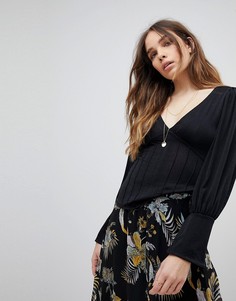 Топ с глубоким V-образным вырезом Free People - Черный