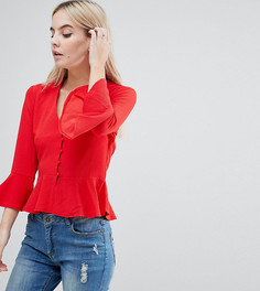 Блузка с баской и пуговицами Missguided Petite - Красный