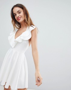 Приталенное платье мини с оборками ASOS - Белый