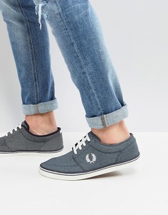 Синие парусиновые кроссовки с принтом Fred Perry Stratford - Синий