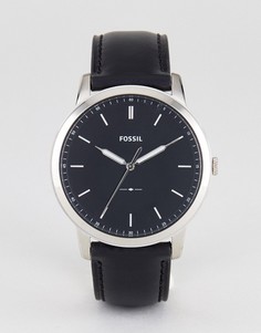 Часы с черным кожаным ремешком Fossil FS5398 Minimalist - 44 мм - Черный